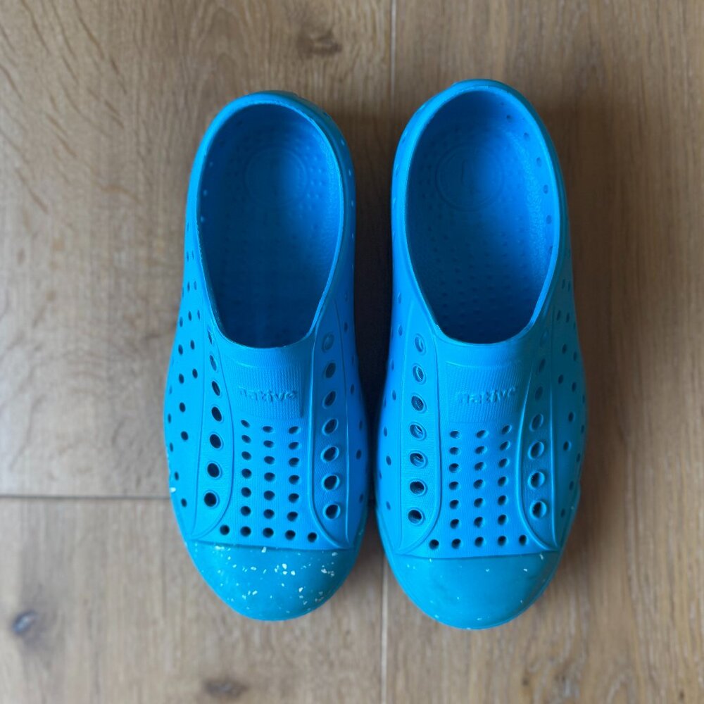 Native Jefferson Bloom blue Kids 12C | Speckle Algae Slip on Shoe Water Outdoor
